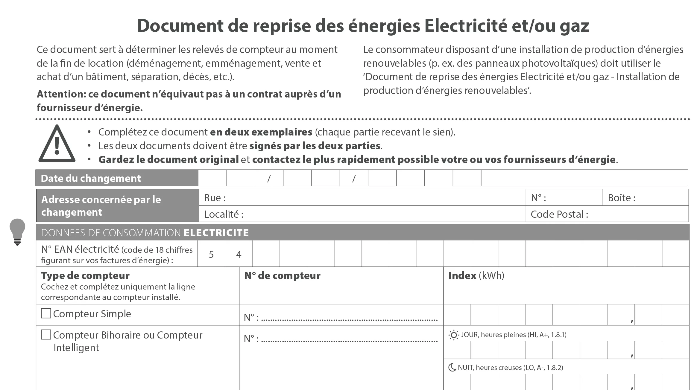 Document de reprise des énergies